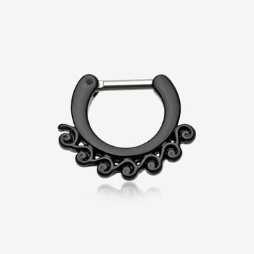 Colorline Tidal Wave Filigree Septum Clicker-Black